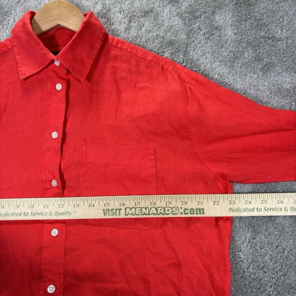 Banana Republic Shirt Mens XS Red 100% Linen Long Sleeve Button Up
